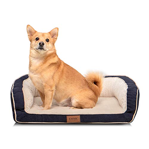 EMME Hundebett Kleine Hunde, 68.6x50.8x17.8cm,Orthopädisches Hundebett, Memory Foam Hundesofa Flauschig Hundekissen, Hundekorb Für mittelgroße Hunde, Hundematratze mit Waschbar Fleecebezug, Navy blau von EMME