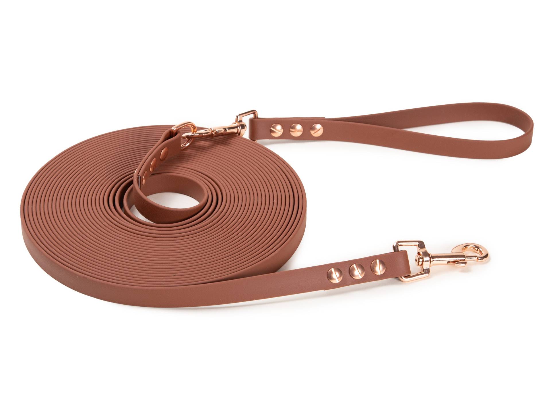 Schleppleine Super Flex Braun - Hunde bis 15kg Rosegold / 10m / Mit abnehmbarer Handschlaufe Schleppleine Super Flex Braun - Hunde bis 15kg Rosegold / 10m / Mit abnehmbarer Handschlaufe von EMMY&PEPE