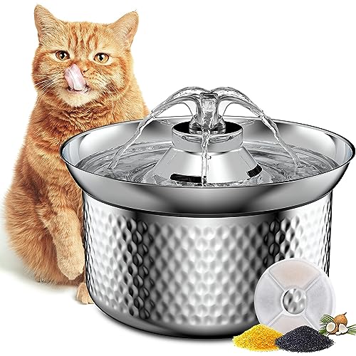 Emperor Pets Katzen-Wasserbrunnen aus Edelstahl – 3,2 l Ultra-leise, automatische Hunde-Wasserbrunnen für Katzen | Premium-Wasserbrunnen für Haustiere, spülmaschinenfest, ideal für mehrere Haustiere von EMPEROR PETS