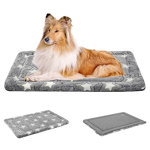 EMPSIGN Hundebett Grosse Hunde, Waschbar Hundekissen (kühl und warm), Hundematte aus hochdichtem Schaumstoff für Käfige, grau,122x76x2.8cm von EMPSIGN