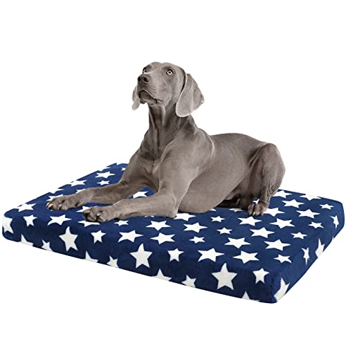 EMPSIGN Hundebett, Hundekissen passend für Käfige, Hundematte mit Abnehmbarem und waschbarem Bezug für große Hunde, Hundebett Wasserdicht XXL 122x76cm, 6.6cm Höhe, Farbe Blau von EMPSIGN