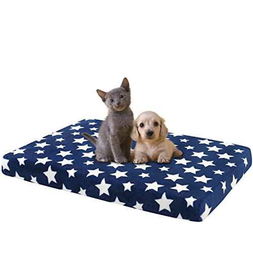 EMPSIGN Hundebett, Hundekissen passend für Käfige, Hundematte mit Abnehmbarem und waschbarem Bezug für kleine Hunde, Hundebett Wasserdicht S 61x46cm, 6.6cm Höhe, Farbe Blau von EMPSIGN