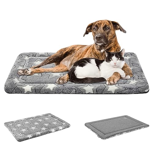 EMPSIGN Hundebett Grosse Hunde, Waschbar Hundekissen (kühl und warm), Hundematte aus hochdichtem Schaumstoff für Käfige, grau,137x84x2.8cm von EMPSIGN