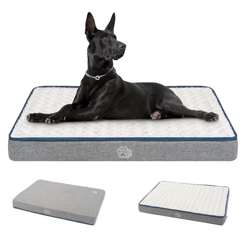 EMPSIGN Hundekissen Grosse Hunde waschbar, Hundebett Wasserdicht XXL 112x76x7,5cm, Hundematte Abnehmbar Bezug für Hundekäfig, Stützendes Schaumstoff-Haustierbett für große Hunde Hunde von EMPSIGN