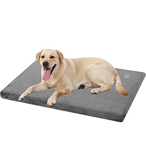 EMPSIGN Hundebett Grosse Hunde Hundekissen waschbar, Hundebett Wasserdicht XL 104x71x7.6cm, Hundekissen passend für Käfige, Hundematte mit Abnehmbarem und waschbarem Bezug für große Hunde, Grau von EMPSIGN