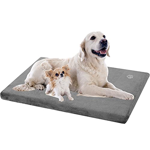 EMPSIGN Hundebett Grosse Hunde Hundekissen waschbar, Hundebett Wasserdicht XXL 119x74x7.6cm, Hundekissen passend für Käfige, Hundematte mit Abnehmbarem und waschbarem Bezug für große Hunde, Grau von EMPSIGN