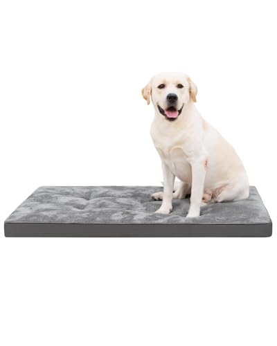 EMSLX Waschbares Hundebett für Hundekäfige, flauschige Haustier-Schlafmatte für große, mittelgroße und kleine Hunde, rutschfeste Hundehütte, 104,1 x 68,6 x 5,1 cm, Grau von EMSLX