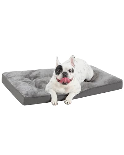 EMSLX Waschbares Hundebett für Hundekäfige, flauschige Haustier-Schlafmatte für große, mittelgroße und kleine Hunde, rutschfeste Hundehütte, 58,4 x 43,2 x 5,1 cm, Grau von EMSLX