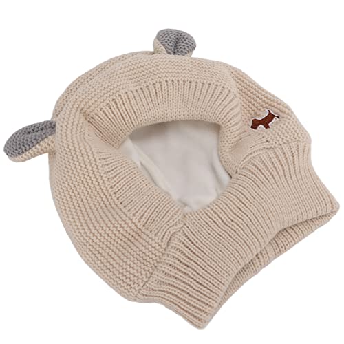 EMUKOEP Gestrickte Kaninchenohren-Haustiermütze, Lärmschutz, Warme Ohrenschützer die Hundepflege, Mütze Große Hunde (Beige) von EMUKOEP