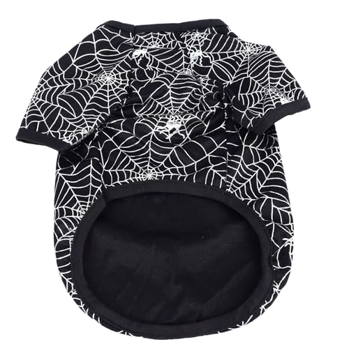 Halloween-Haustier Kleidung Lustige Spinne Web Print Haustier Kostüme Atmungsaktiv Bequemes Polyester-Haustier-Shirt für Hunde Katzen von EMUKOEP