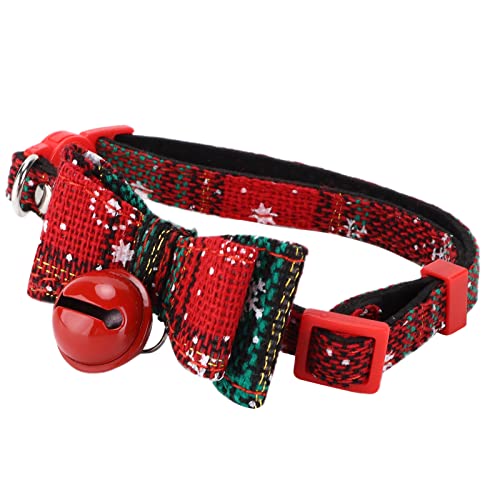 EMUKOEP Weihnachtshalsbänder Haustiere, Personalisierbar, Niedliche Fliege, Weihnachtsdekoration Katzen, Hunde, Kleine Haustiere (Katzenhalsband: Schneeflockengrün S) von EMUKOEP