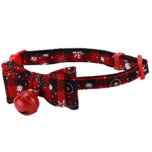 EMUKOEP Weihnachtshalsbänder Haustiere, Personalisierbar, Niedliche Fliege, Weihnachtsdekoration Katzen, Hunde, Kleine Haustiere (Katzenhalsband: Schneeflockenschwarz M) von EMUKOEP