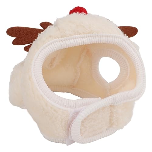 EMUKOEP Weihnachtsmütze Haustiere, Bunte Weihnachtsaccessoires, Verstellbare Kopfbedeckung Haustiere, Niedliche Kopfbedeckung Hunde und Katzen (Beige) von EMUKOEP