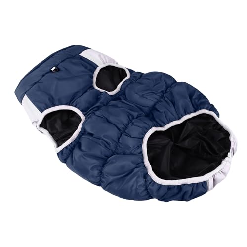 EMUKOEP Winter-Hundemantel, Verdickt, Warm, Bequem, Wasserdicht, Winddicht, Reflektierende Hundejacke den Winter (Navy blau) von EMUKOEP