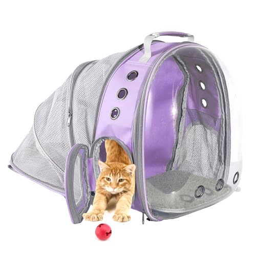 Rucksack-Tragetasche für kleine, mittelgroße Hunde und Katzen, Weltraumkapsel, Haustier-Tragetasche zum Wandern, Reisen (lila) von EMUQUD