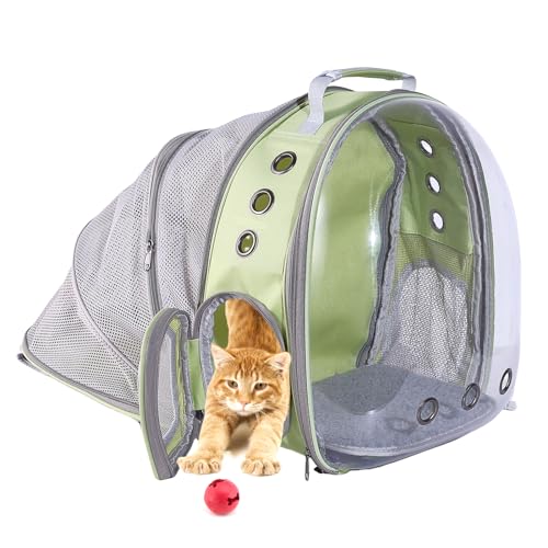 Rucksack-Tragetasche für kleine, mittelgroße Hunde und Katzen, Weltraumkapsel für Haustiere, zum Wandern, Reisen (Grün) von EMUQUD