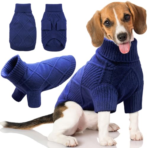 EMUST Großer Hundepullover, kuschelige Hundepullover für große Hunde mit Ärmeln, Dehnbare Hundekleidung für Weihnachten & Urlaub, Marineblau XXL von EMUST