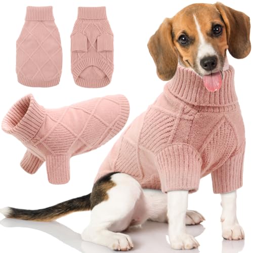 EMUST Großer Hundepullover, kuschelige Hundepullover für große Hunde mit Ärmeln, Dehnbare Hundekleidung für Weihnachten & Urlaub, Rosa XXL von EMUST