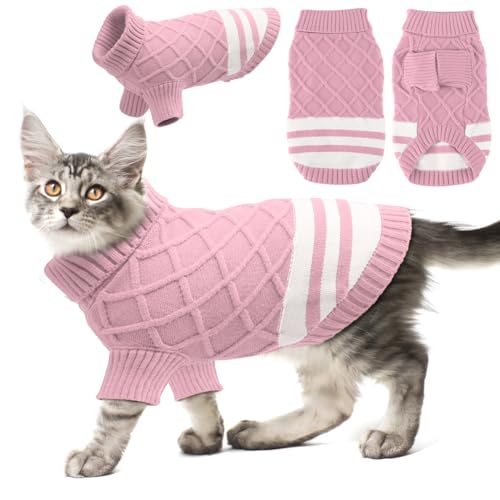 EMUST Hundepullover Kleine Hunde, Warme Hundepulli für Katzen mit Ärmeln für kaltes Wetter, Kuschelige Welpenpullover für kleine Hunde für den Herbst, Rosa XS von EMUST