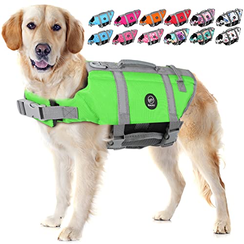 EMUST Hundeschwimmweste, Verstellbare Hundeschwimmweste mit Rettungshandhabung Hundeschwimmweste für kleine/mittlere/große Hunde, XS, neu Grün von EMUST