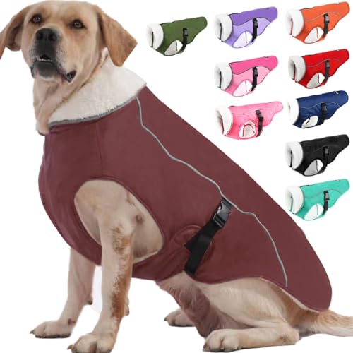 EMUST Winter Hundejacke, Winddichte Hundebekleidung für kaltes Wetter, Reflektierende Wintermäntel für Hunde, Warme Welpenjacke für Kalten Winter, Burgunderrot, S von EMUST