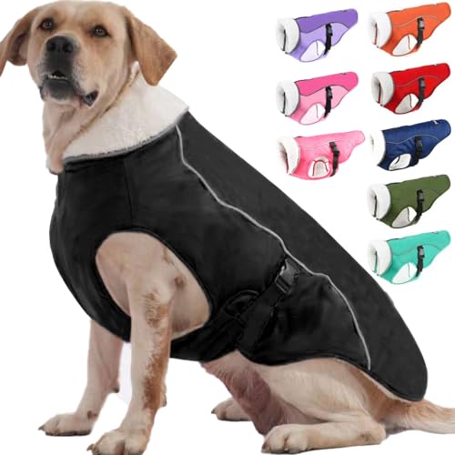 EMUST Winter Hundejacke, Winddichte Hundebekleidung für kaltes Wetter, Reflektierende Wintermäntel für Hunde, Warme Welpenjacke für Kalten Winter, Schwarz, S von EMUST