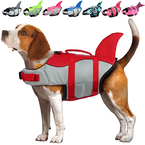 EMUST Rettungsweste für Hunde, Ripstop, Rettungsweste mit Rettungsgriff für kleine, mittelgroße und große Hunde, Sicherheits-Badeanzug für Schwimmbad, Strand, Bootfahren (XS, Rot) von EMUST