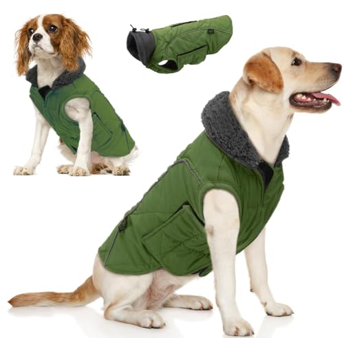 EMUST Winter Hundemantel, Fleece Hundebekleidung für kaltes Wetter, Britischer Stil Winddichte warme Hundejacke für Kleine Hunde Hundemäntel für den Winter, NeuGrün, XS von EMUST