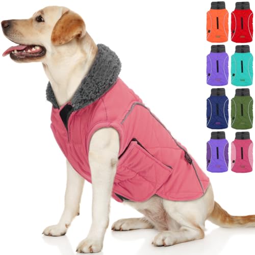 EMUST Wintermantel Hund für den Winter, Fleece gefütterter Hundemantel für kaltes Wetter, warme Hundejacke für kleine, mittlere und große Hunde, Hundebekleidung für kaltes Wetter, NeuRosa, XXXL von EMUST