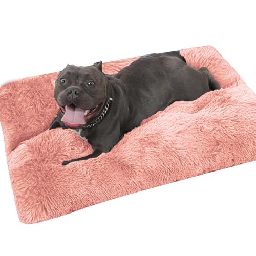 EN AyuL Großes Hundekissen Bett Flauschige Plüsch Hund und Katzenkiste Orthopädisches Hundebett Mittel Abnehmbar Waschbar für Große Mittlere und Kleine Hunde (50 x 35 x 3 cm, Rosa) von EN AyuL