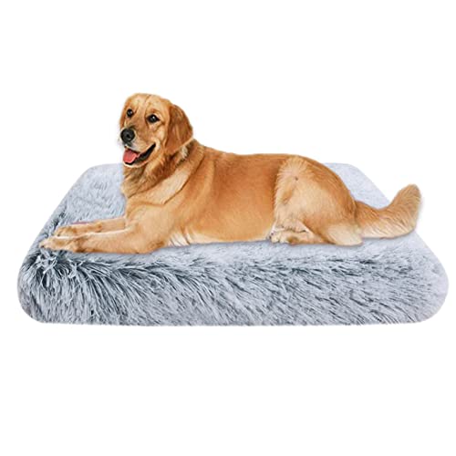 EN AyuL Hundebett-Matratze, groß, orthopädisch, Eierkiste, Schaumstoff, beruhigendes Hundebett, weiches, flauschiges Katzen-Schlafkissen, abnehmbar, waschbar (40 x 30 x 5 cm, grau) von EN AyuL