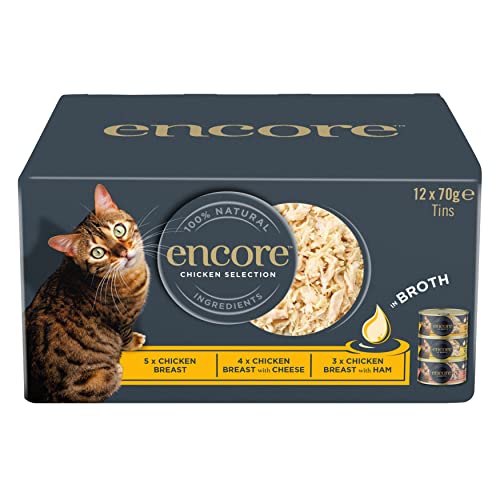 Encore 100% natürliches Katzennassfutter Multipack Hühnerauswahl in Brühe (12 x 70g Dosen) von ENCORE