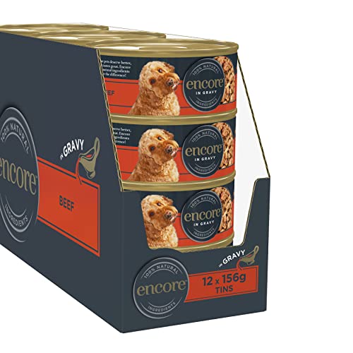 Encore 100% natürliches Nassfutter für Hunde, Rindsteak, in Saucendose, 156 g (12 Stück) von ENCORE
