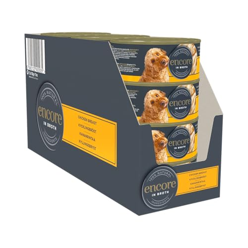 Encore 100% natürliches Premium Nassfutter für Hunde, Hühnchenbrust in Brühe für erwachsene Katzen - Packung mit 16 x 156g Dosen von ENCORE