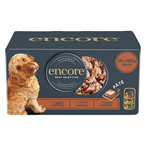 Encore Komplettes Nassfutter für Hunde, Huhn, Lamm, Rinderpastete in 150 g Tabletts (20 Stück) von ENCORE