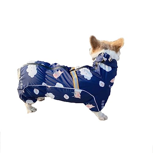 ENDBAG Wasserdichter Regenmantel für kleine Hunde mit Beinen, Verstellbarer Welpen-Regenmantel mit Löchern für reflektierende Streifen(Color:1,Size:L) von ENDBAG