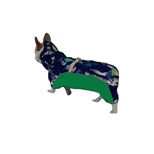 ENDBAG Wasserdichter Regenmantel für kleine Hunde mit Beinen, Verstellbarer Welpen-Regenmantel mit Löchern für reflektierende Streifen(Color:2,Size:M) von ENDBAG