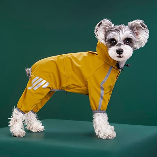 ENDBAG hundejacke Outdoor-Regenumhang für Welpen mit verstellbarem Kordelzug, vierbeiniger wasserdichter Regenmantel mit Kapuze und reflektierenden Streifen(Color:3,Size:2XL) von ENDBAG