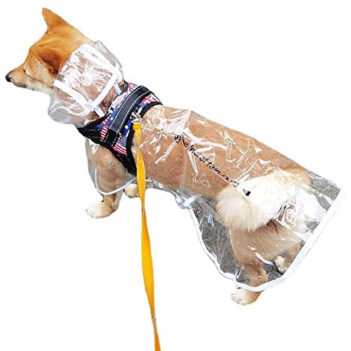 ENDBAG wasserdichte, transparente Regenmanteljacke für Hunde mit Kapuze und verlängerten Beinschützern, die Kapuze blockiert Nicht die Sichtlinie(Color:1,Size:4XL) von ENDBAG