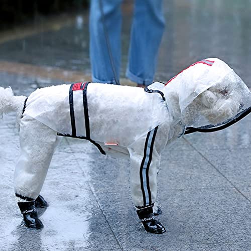 ENDBAG wasserdichte, transparente Regenmanteljacke für Hunde mit Kapuze und verlängerten Beinschützern, die Kapuze blockiert Nicht die Sichtlinie(Color:3,Size:4XL) von ENDBAG