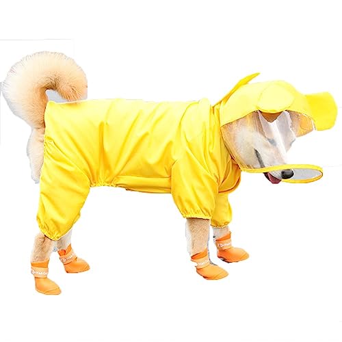 ENDBAG wasserdichte Hundejacke, Leichter Hunde-Regenmantel mit Kapuze und reflektierenden Streifen, wasserdichter und atmungsaktiver Hundeponcho mit Beinen(Color:2,Size:S) von ENDBAG