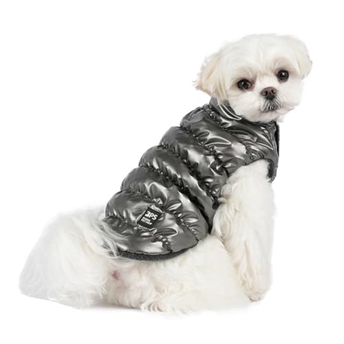 Hundemantel für kleine Hunde,Daunenjacke Weste,hundewintermantel,Hundejacke Geeignet für kleine Hunde und Katzen Silbergrau M von ENGEL WEMANG