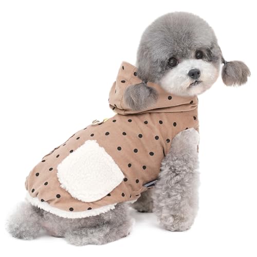 Hundemantel für kleine Hunde,Wellenpunkt,hundewintermantel,Hundejacke Geeignet für kleine Hunde und Katzen Braun XXL von ENGEL WEMANG