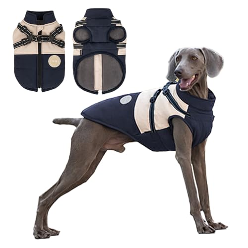 Hundeweste,Hundemantel Wasserdicht,Warme Weste mit Hundegeschirr Winter Plus Samt warm und weich Blau XL von ENGEL WEMANG