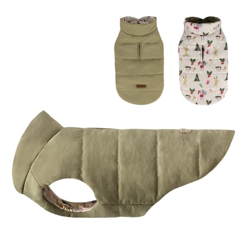 Hundeweste,Reversibel Warme Weste Winter warm und weich Khaki & Beige XXL von ENGEL WEMANG