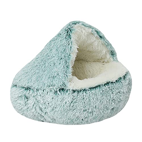 Katzenbett Haustierschlafsack Winter Kuppel Hundehaus Katzenhaus Waschbar Herbst / Winter Plüsch Haustierkissen Rutschfestes Flauschiges Bett Grün S-40cm von ENGEL WEMANG