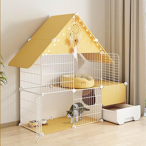 Katzenmöbel, Katzenschlafsessel, Groß for den Innenbereich mit Katzentoilette, Catio-Katzengehege for den Außenbereich, Käfige, Katzenvilla, Katzenkisten for Innenkatzen for 1–3 Katzen von ENSDIEPLS