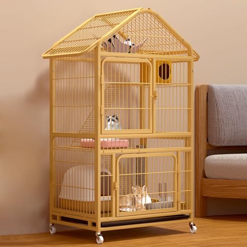 Katzenmöbel, Katzenschlafsessel, Großer Katzenkäfig, Katzenlaufstall aus Metall mit Rädern, Catio-Katzengehege for draußen, Katzenwohnung for 1–3 Katzen von ENSDIEPLS