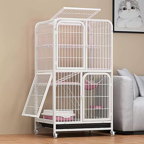 Katzenmöbel, Katzenschlafsessel, Katzenhütte for den Innenbereich, Haustierkäfig mit Rädern, Catio-Katzengehege for den Außenbereich, große Katzenhäuser for Hauskatzen for 1–2 Katzen von ENSDIEPLS