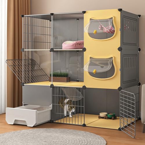 Katzenmöbel, Katzenschlafsessel, for drinnen mit Katzentoilette for 3 Katzen, Katzenhäuser for Hauskatzen, Katzenlaufstall for draußen, Katzengehege for draußen for Hauskatzen von ENSDIEPLS